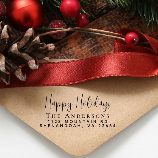 Happy Holidays Weihnachten Rücksendeadresse Permastempel