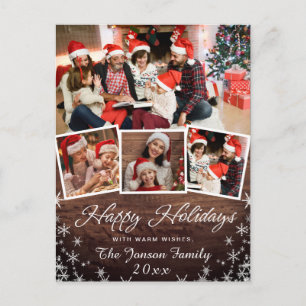 Happy Holidays Weihnachten Rustikale 4 FOTO Gruß Postkarte