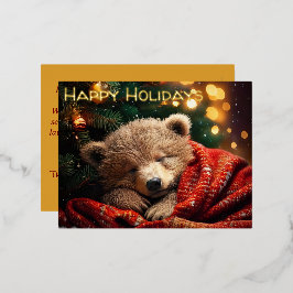 Happy Holidays Weihnachten Schlummerbär Postkarte