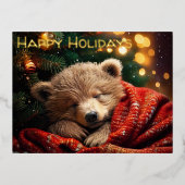 Happy Holidays Weihnachten Schlummerbär Postkarte (Vorderseite)