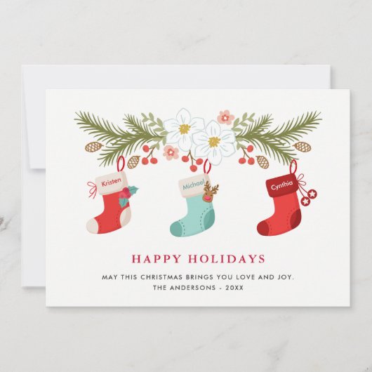 Happy Holidays Weihnachten Strümpfe 3 Familienname (Vorderseite)