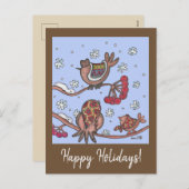 Happy Holidays Weihnachten Ukrainische Folkart Vög (Vorne/Hinten)