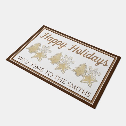 Happy Holidays Weihnachten Zucker Cookies Bäckerei Fußmatte (Schrägansicht)