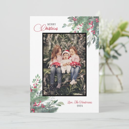 Happy Holidays Weihnachts Bildergrusskarten Einladung (Stehend Vorderseite)