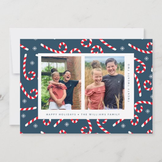 HAPPY HOLIDAYS Weihnachts Candy Canes Ankündigung (Vorderseite)