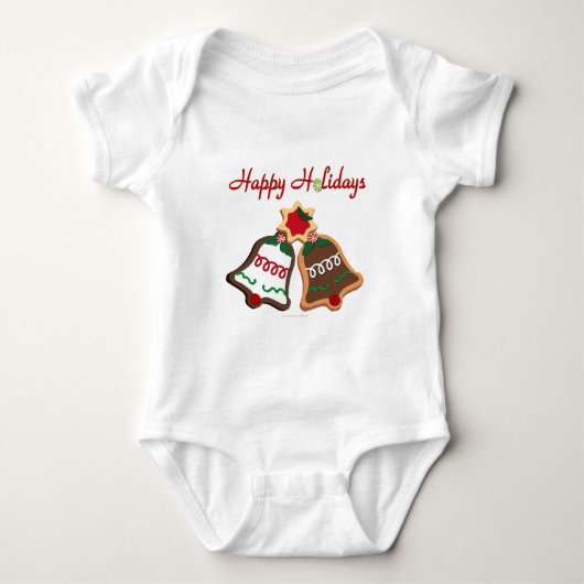 Happy Holidays Weihnachts Cookie Bells Baby Strampler (Vorderseite)