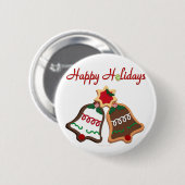 Happy Holidays Weihnachts Cookie Bells Button (Vorne & Hinten)
