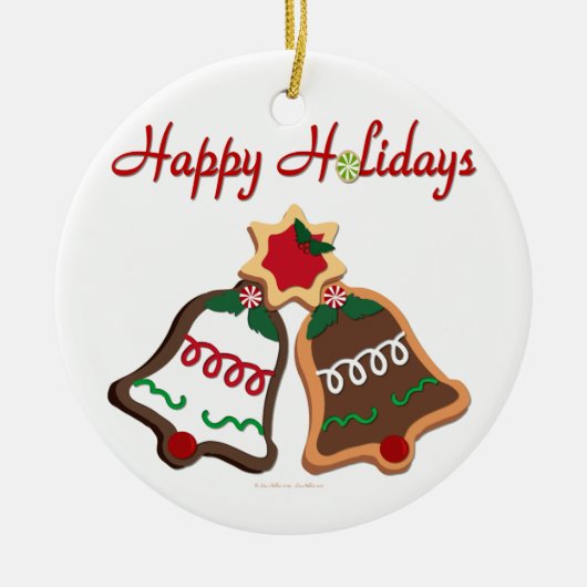 Happy Holidays Weihnachts Cookie Bells Keramikornament (Vorne)