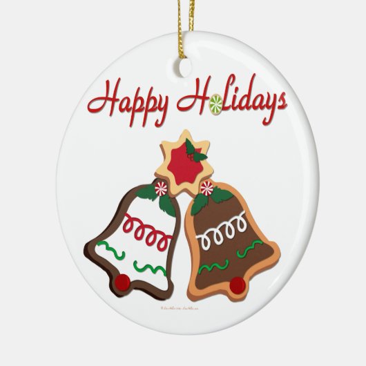 Happy Holidays Weihnachts Cookie Bells Keramikornament (Links)