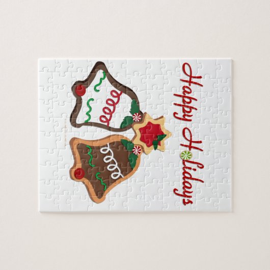 Happy Holidays Weihnachts Cookie Bells Puzzle (Horizontal)