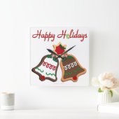 Happy Holidays Weihnachts Cookie Bells Quadratische Wanduhr (Zuhause)