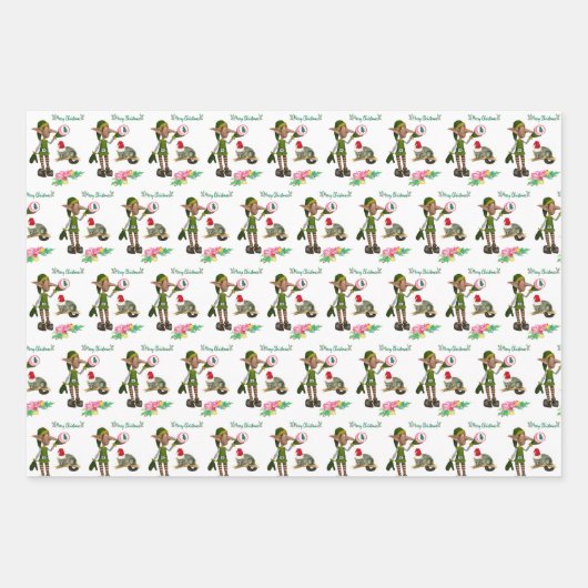Happy Holidays Weihnachts Elf Wrapping Paper Sheet Geschenkpapier Set (Vorderseite 2)