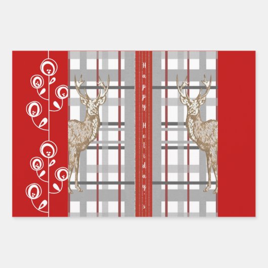 Happy Holidays Weihnachts Elf Wrapping Paper Sheet Geschenkpapier Set (Vorderseite)