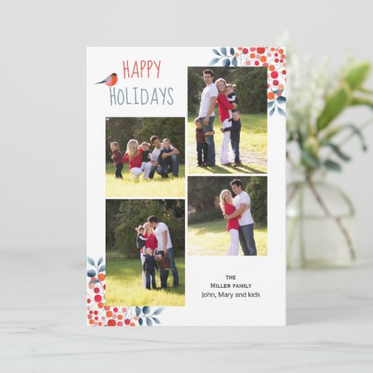 Happy Holidays Weihnachts Foto Collage Card Einladung (Stehend Vorderseite)