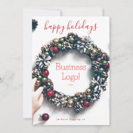 "Happy Holidays" Weihnachts-Foto Garland Wreath Feiertagskarte