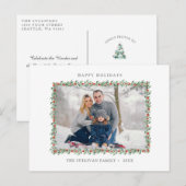 Happy Holidays Weihnachts Holly Frame Foto Image Postkarte (Vorne/Hinten)