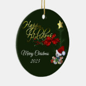 Happy Holidays Weihnachts Keramik Ornament (Rechts)