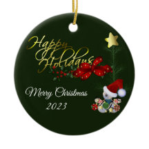 Happy Holidays Weihnachts Keramik Ornament