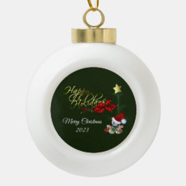 Happy Holidays Weihnachts Keramik Ornament