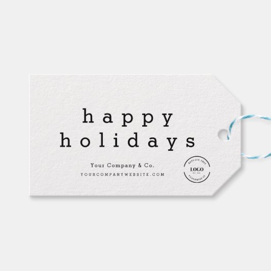 Happy Holidays Weihnachts-Logo-Minimal Geschenkanhänger (Vorderseite (Horizontal))