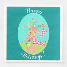 Happy Holidays - Weihnachts-Rentierpapier-Serviett Serviette