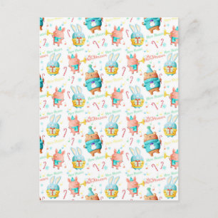 Happy Holidays Weihnachtsanimals Muster Feiertagspostkarte