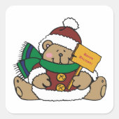 Happy Holidays Weihnachtsbär Quadratischer Aufkleber (Vorderseite)