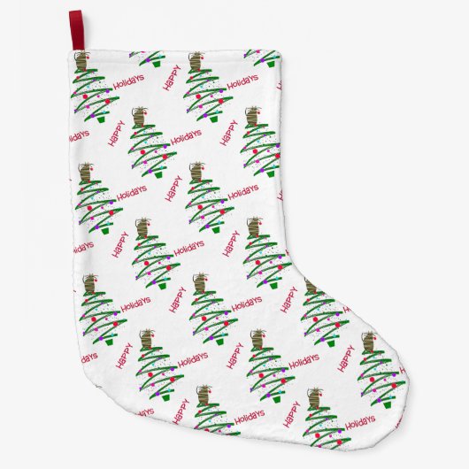 Happy Holidays Weihnachtsbaum Großer Weihnachtsstrumpf (Vorderseite)
