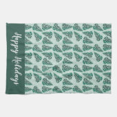 Happy Holidays Weihnachtsbaum Schneeflocken Grün Geschirrtuch (Horizontal)