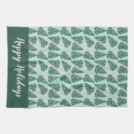 Happy Holidays Weihnachtsbaum Schneeflocken Grün Geschirrtuch