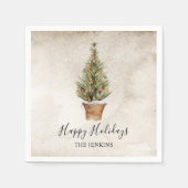 Happy Holidays Weihnachtsbaum Serviette (Vorderseite)