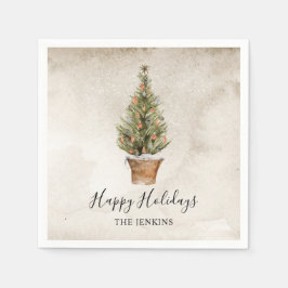 Happy Holidays Weihnachtsbaum Serviette