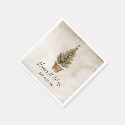 Happy Holidays Weihnachtsbaum Serviette (Ecke)