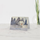 Happy Holidays Weihnachtsfeiertag Snowy Hütte Karte (Vorderseite)