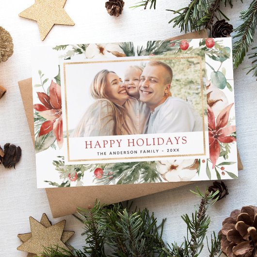 Happy Holidays Weihnachtsgrün Foto Feiertagskarte