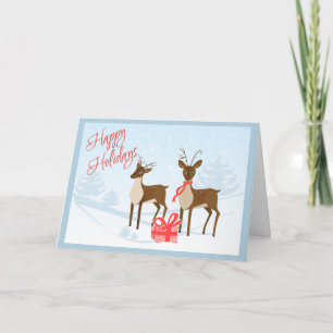 Happy Holidays Weihnachtskarte mit Hirsch und Gesc Feiertagskarte