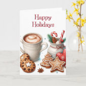 Happy Holidays Weihnachtskekse Hot Cocoa Blank Karte (Gelbe Blume)