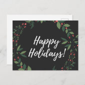 Happy Holidays Weihnachtskranz Feiertagspostkarte (Vorne/Hinten)