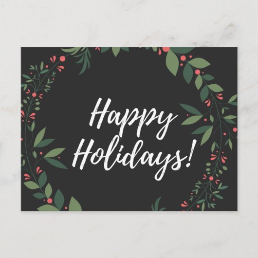 Happy Holidays Weihnachtskranz Feiertagspostkarte (Vorderseite)