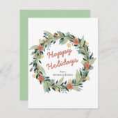 Happy Holidays Weihnachtskranz Mitteilungskarte (Vorne/Hinten)