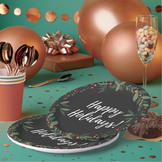 Happy Holidays Weihnachtskranz Pappteller (Multi)