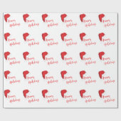Happy Holidays Weihnachtsmannmütze Red Geschenkpapier (Flach)