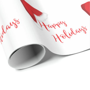 Happy Holidays Weihnachtsmannmütze Red Geschenkpapier