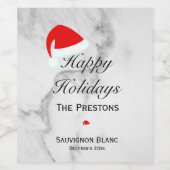 Happy Holidays Weihnachtsmannmütze Weinkeller auf Weinetikett (Einzelnes Label)