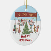 Happy Holidays Weihnachtsmarkt Szene Keramik Ornament (Rechts)