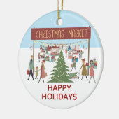 Happy Holidays Weihnachtsmarkt Szene Keramik Ornament (Links)