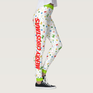 Happy Holidays Weihnachtsribons und Musiknote Leggings