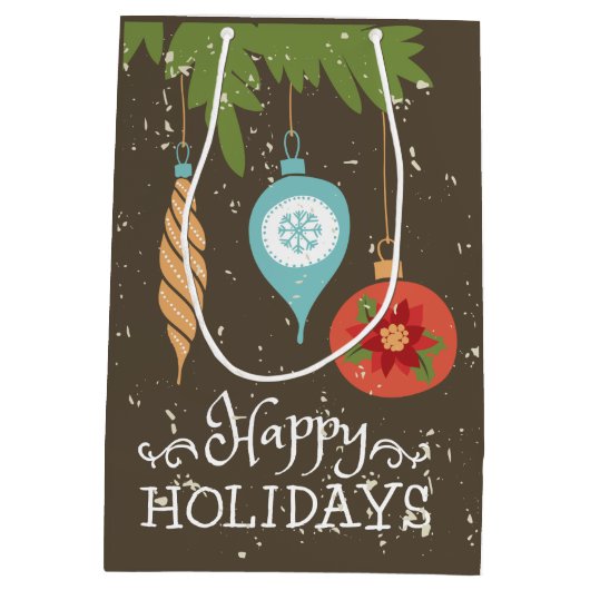 Happy Holidays Weihnachtsschmuck Dekorative Mittlere Geschenktüte (Rückseite)