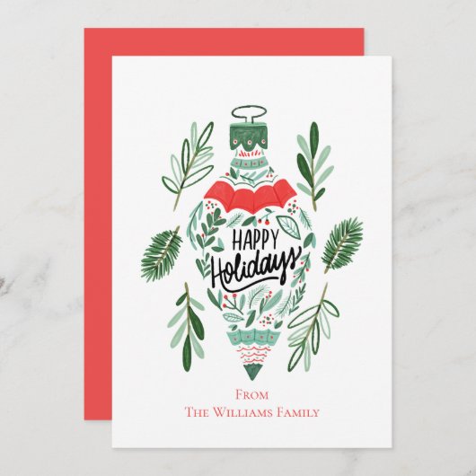 Happy Holidays Weihnachtsschmuck Feiertagskarte (Vorne/Hinten)