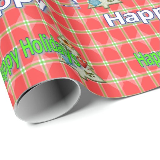 Happy Holidays Weihnachtswrapping Paper Geschenkpapier (Rolleneckpunkt)